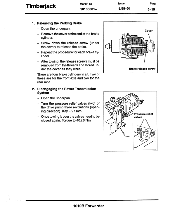 JOHN DEERE 1010B FORWARDER OPERATOR MANUAL F053289