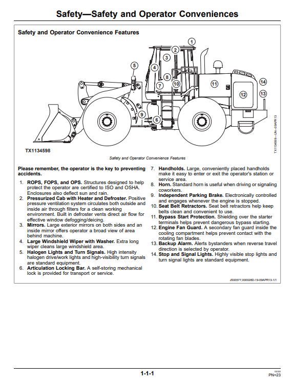 JOHN DEERE 844K SERIES II 4WD LOADER OPERATOR MANUAL OMT260592