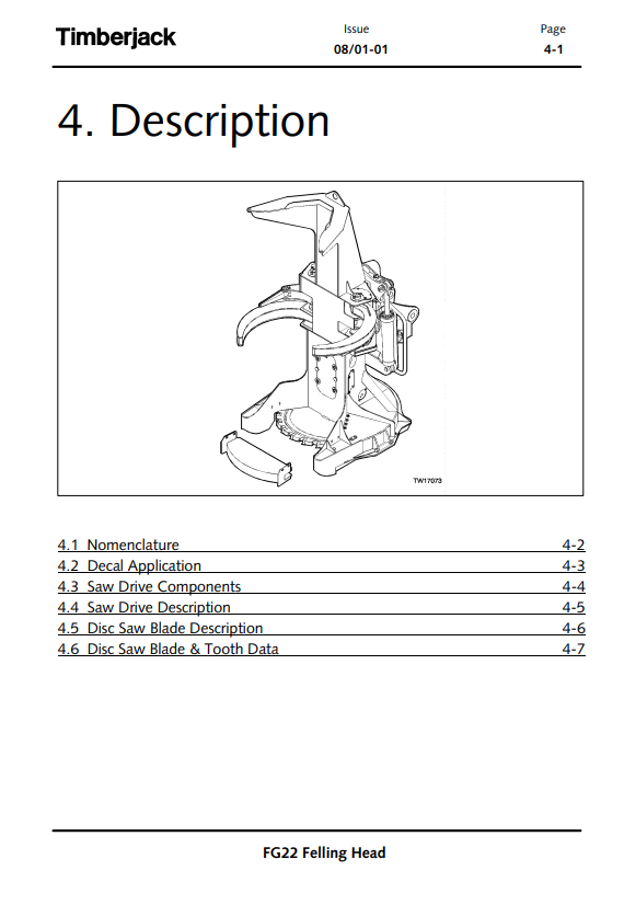 JOHN DEERE FG22 DISC SAW FELLING HEAD OPERATOR MANUAL OMF382268