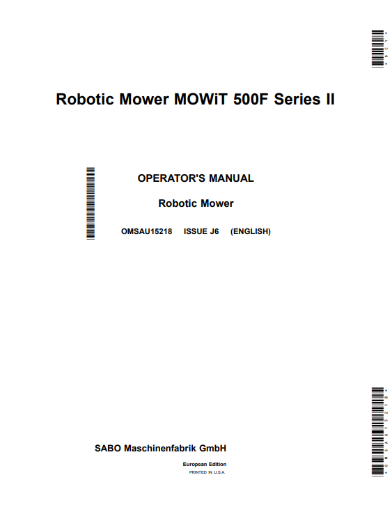 JOHN DEERE MOWIT 500F SERIES II ROBOTIC MOWER OPERATOR MANUAL OMSAU15218