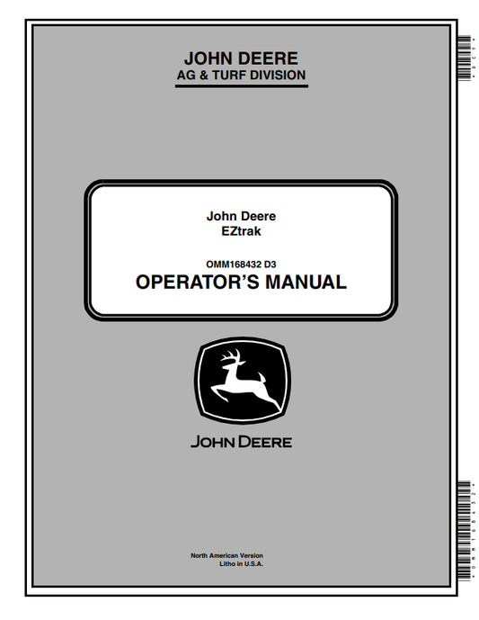 JOHN DEERE Z665, Z225, Z245, Z425, Z445, Z465, Z655, Z645 EZTRAK OPERATOR MANUAL OMM168432