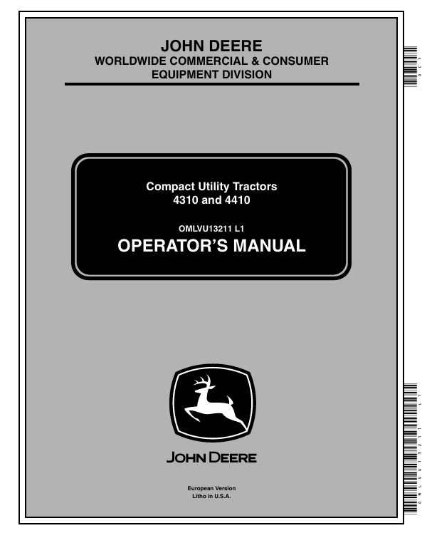 JOHN DEERE 4310 AND 4410 COMPACT UTILITY TRACTOR OPERATOR MANUAL OMLVU13211