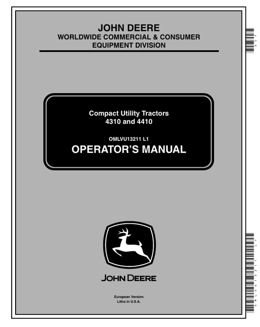 JOHN DEERE 4310 AND 4410 COMPACT UTILITY TRACTOR OPERATOR MANUAL OMLVU13211