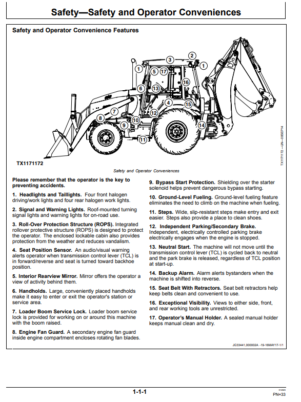 JOHN DEERE 310S BACKHOE LOADER OPERATOR MANUAL OMT357555X19