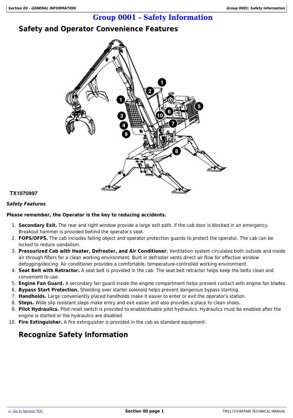 JOHN DEERE 437D MOUNT LOG LOADER REPAIR TECHNICAL MANUAL TM11719
