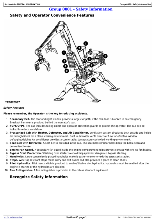 JOHN DEERE 437D MOUNT LOG LOADER REPAIR TECHNICAL MANUAL TM11719