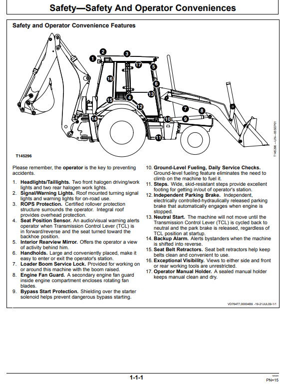JOHN DEERE 310SJ AND 410J BACKHOE LOADER WITH TOTAL MACHINE CONTROL (TMC) OPERATOR MANUAL OMT219550