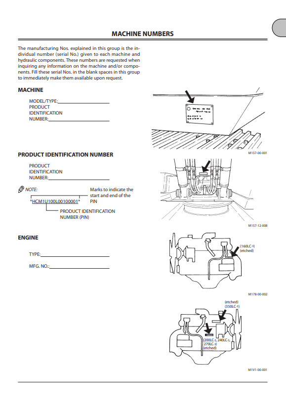 HITACHI ZAXIS 160LC-3, 200LC-3, 240LC-3, 270LC-3, 350LC-3 HYDRAULIC EXCAVATOR OPERATOR MANUAL EM1U1NA12