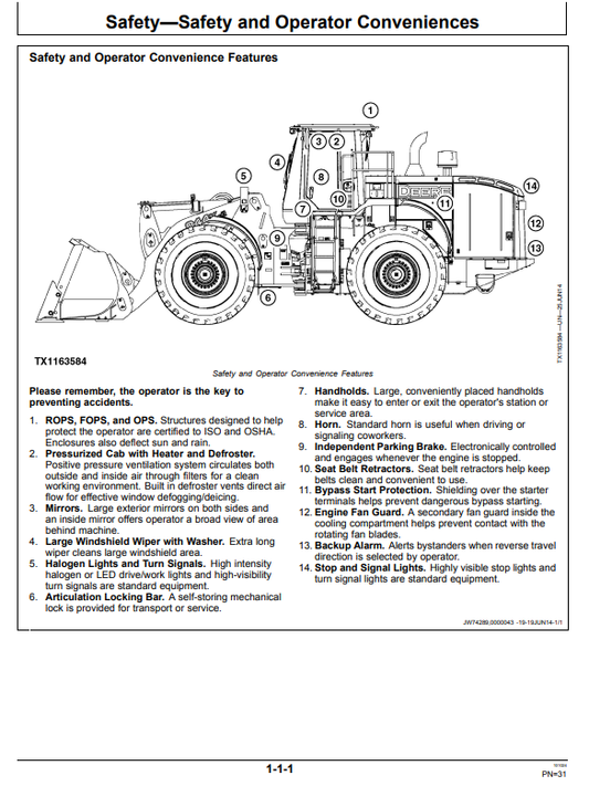 JOHN DEERE 844K-III AH AND 844K-III 4WD LOADER OPERATOR MANUAL OMT364547X19