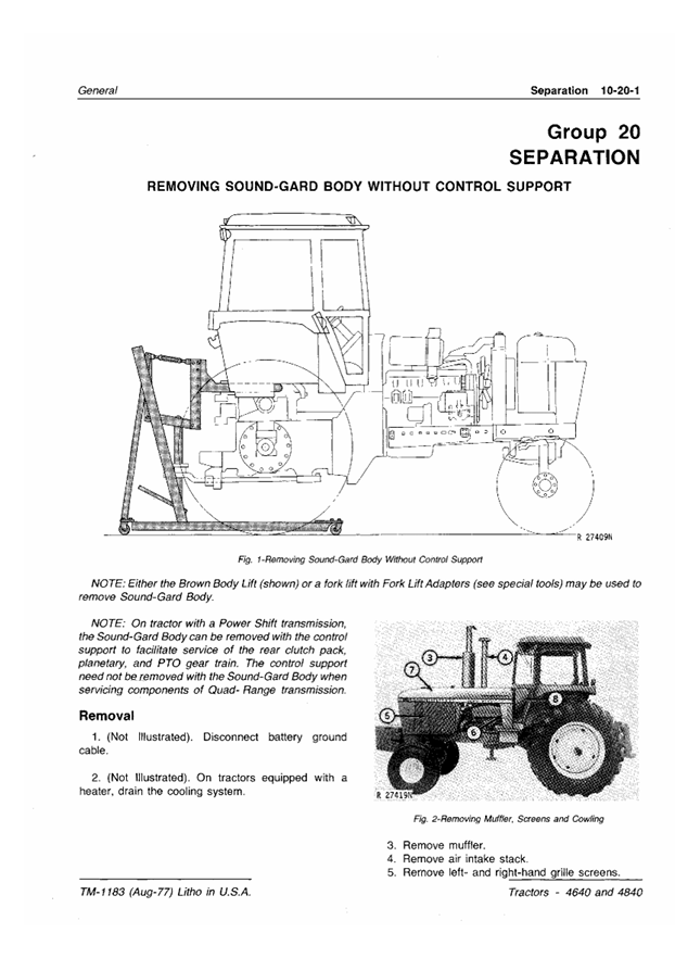 JOHN DEERE 4640 AND 4840 TRACTOR TECHNICAL MANUAL TM1183