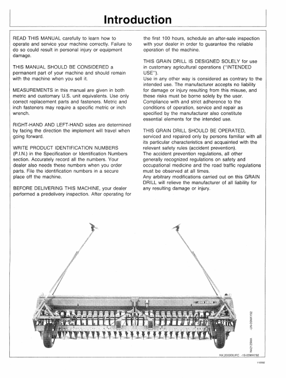 JOHN DEERE 520 INTEGRAL SOYBEAN, GRAIN DRILL OPERATOR MANUAL OMN200300