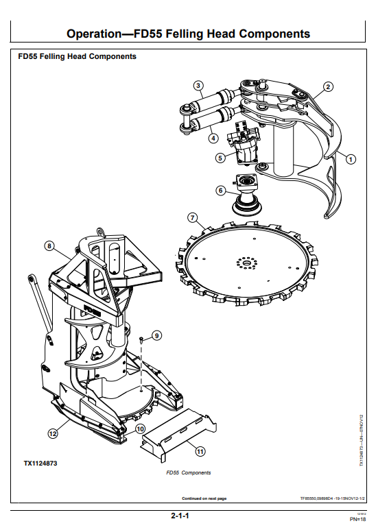 JOHN DEERE FD55 DISK SAW FELLING HEAD OPERATOR MANUAL OMT265884