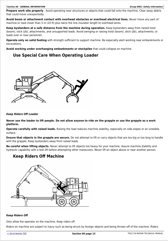 JOHN DEERE 437D MOUNT LOG LOADER REPAIR TECHNICAL MANUAL TM11719