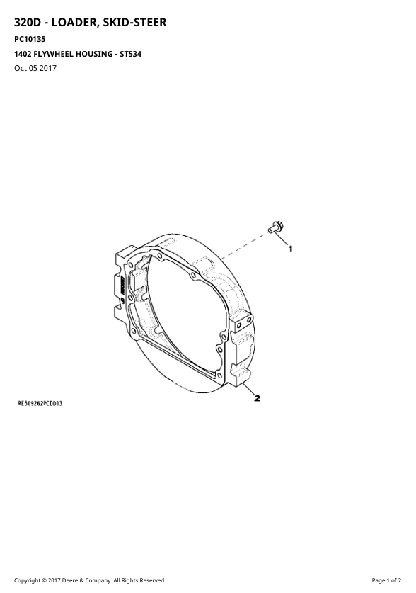 JOHN DEERE 320D - LOADER, SKID-STEER PARTS CATALOGUE MANUAL PC10135