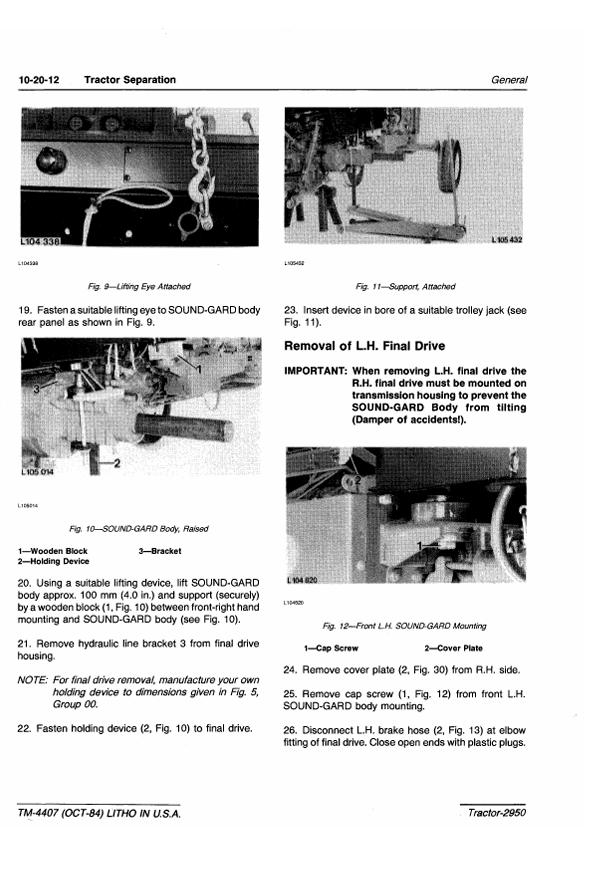 JOHN DEERE 2950 TRACTOR TECHNICAL MANUAL TM4407
