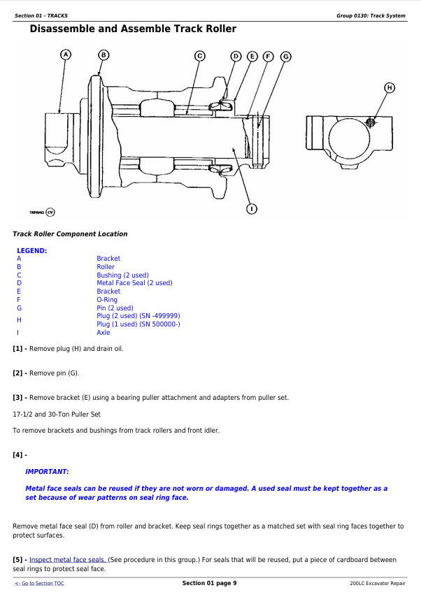 JOHN DEERE 200LC EXCAVATOR REPAIR TECHNICAL MANUAL TM1664