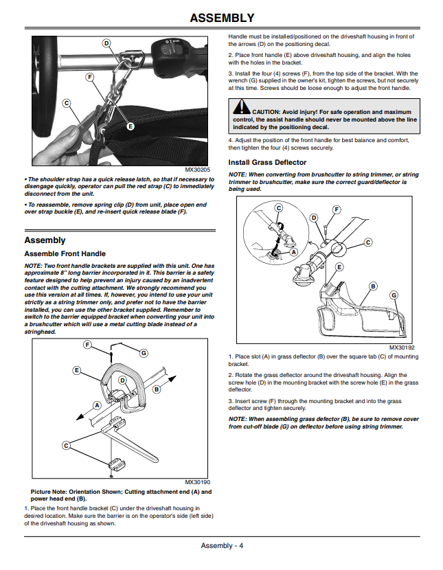 JOHN DEERE BRUSHCUTTER XT140LE - UT15226 OPERATOR MANUAL OMPS05083
