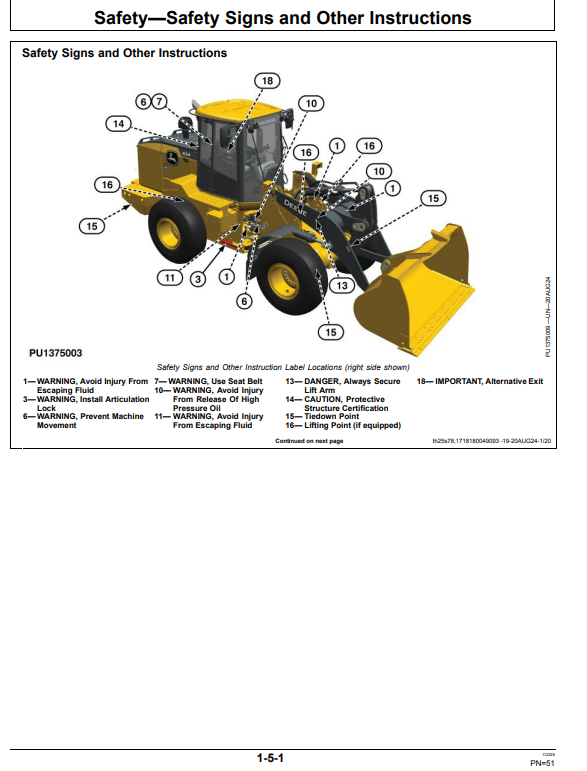 JOHN DEERE 624 P 4WD LOADER OPERATOR MANUAL OMT505721X019