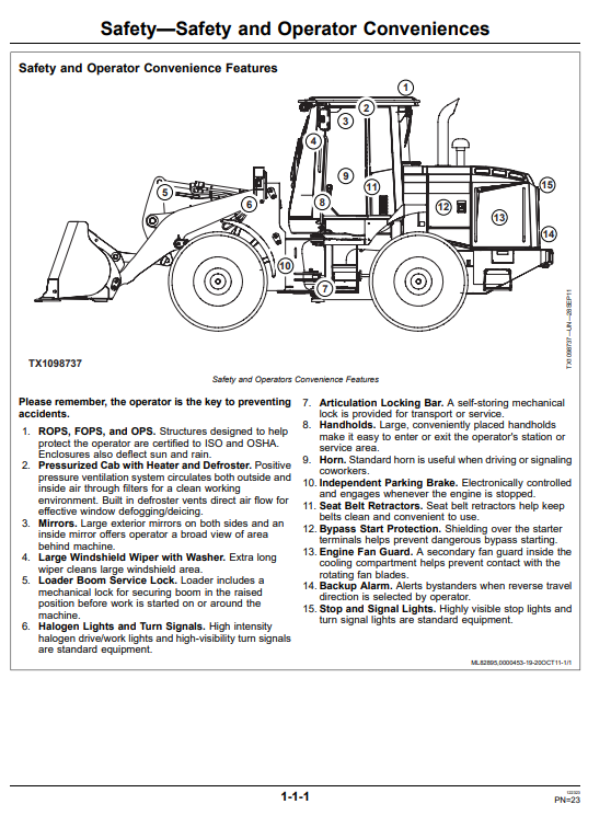 JOHN DEERE 444K 4WD LOADER OPERATOR MANUAL OMT275687