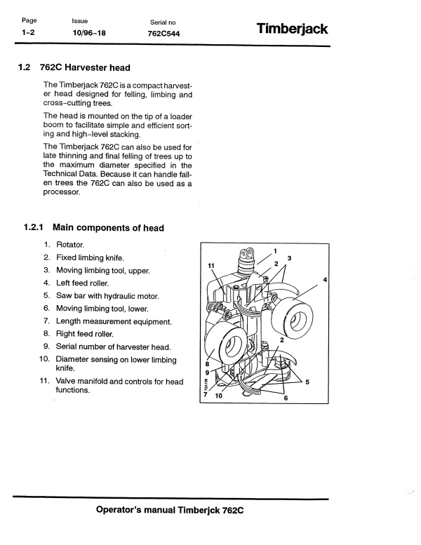 JOHN DEERE 762C TIMBERJACK OPERATOR MANUAL F049546