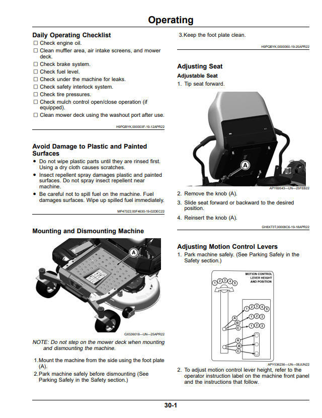JOHN DEERE ZTRAK Z315E, Z320M, Z320R, Z300 SERIES RESIDENTIAL ZERO TURN MOWER OPERATOR MANUAL OMUC45282