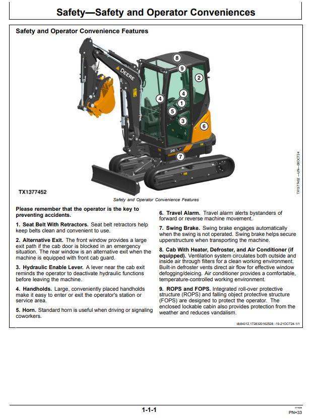 JOHN DEERE 26 P EXCAVATOR OPERATOR MANUAL OMT506575X019