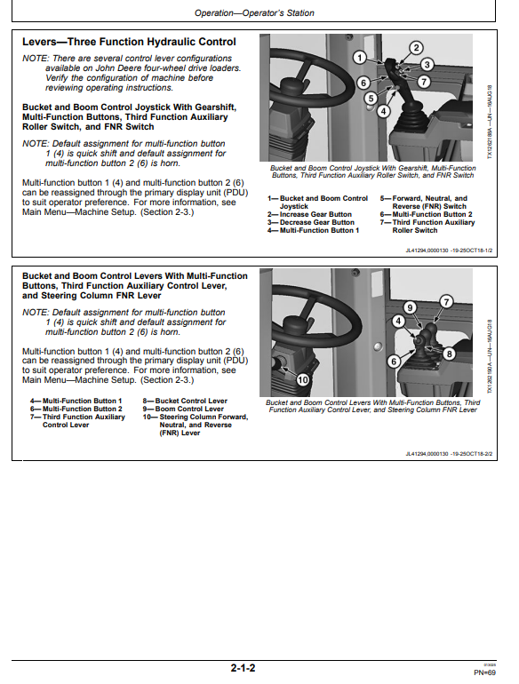 JOHN DEERE 524 P-TIER, GEN-A 4WD LOADER OPERATOR MANUAL OMT483917X019