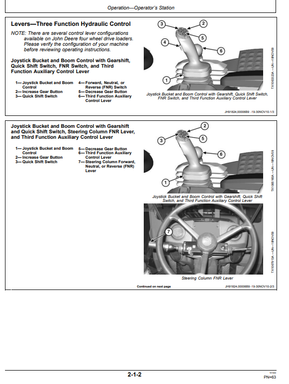 JOHN DEERE 844K-III AH AND 844K-III 4WD LOADER OPERATOR MANUAL OMT364547X19
