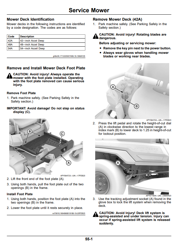 JOHN DEERE Z370R AND Z380R RESIDENTIAL ZTRAK MOWER 42A, 48A, AND 54A DECK OPERATOR MANUAL OMUC45300E