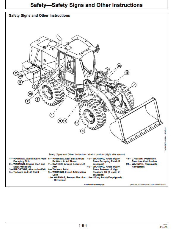 JOHN DEERE 544 G 4WD LOADER OPERATOR MANUAL OMT526993X019