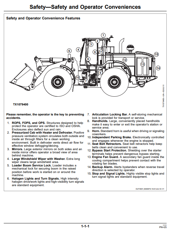 JOHN DEERE 744K 4WD LOADER OPERATOR MANUAL OMT274159