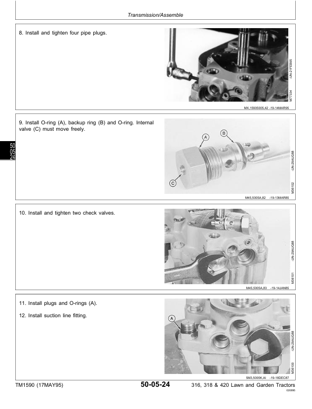 JOHN DEERE 316, 318 AND 420 LAWN AND GARDEN TRACTOR TECHNICAL MANUAL TM1590