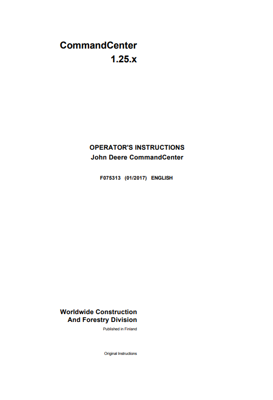 JOHN DEERE COMMANDCENTER 1.25.X OPERATOR MANUAL F075313