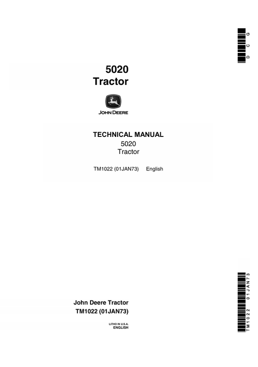 JOHN DEERE 5020 TRACTOR TECHNICAL MANUAL TM1022