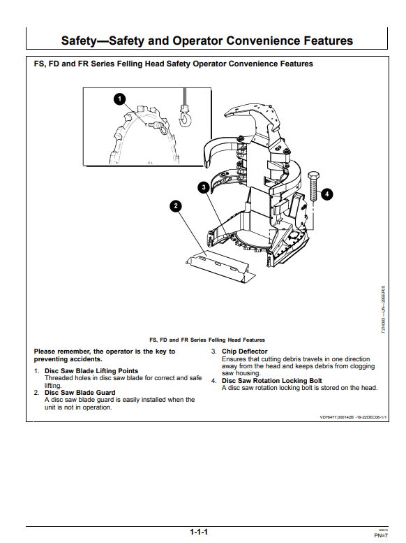 JOHN DEERE FD22B, FS22B, FR22B AND FR24B FELLING HEAD OPERATOR MANUAL F393279