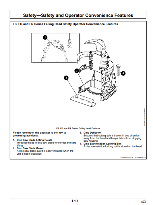 JOHN DEERE FD22B, FS22B, FR22B AND FR24B FELLING HEAD OPERATOR MANUAL F393279