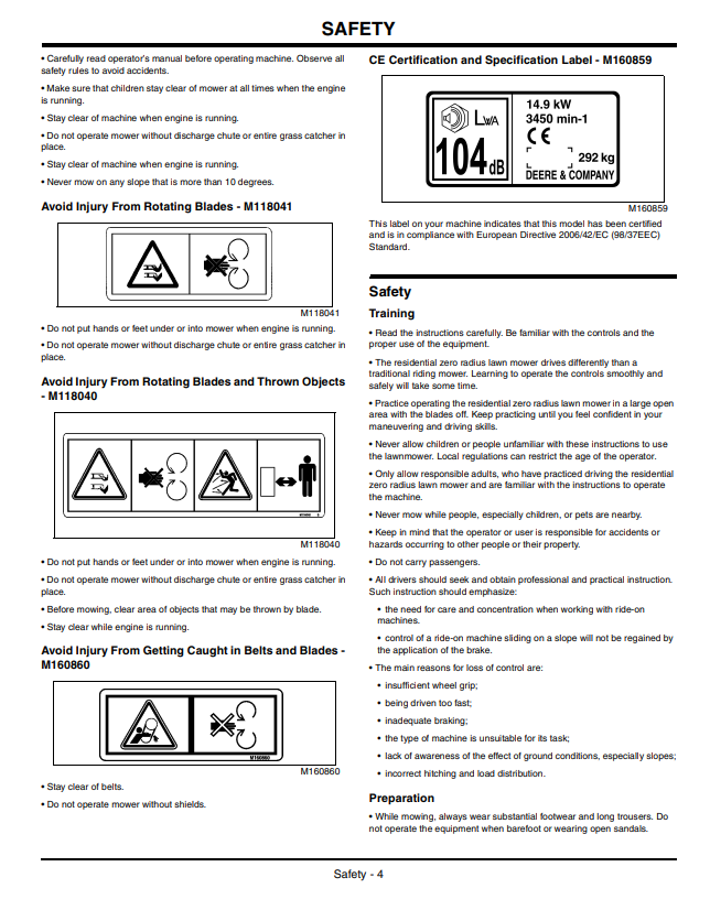 JOHN DEERE Z425 EZTRAK OPERATOR MANUAL OMM162964