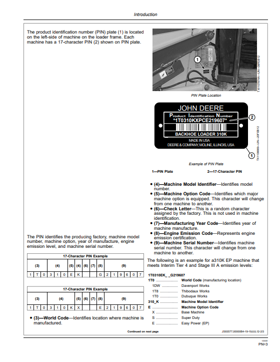 JOHN DEERE 310K EP BACKHOE LOADER OPERATOR MANUAL OMT305695