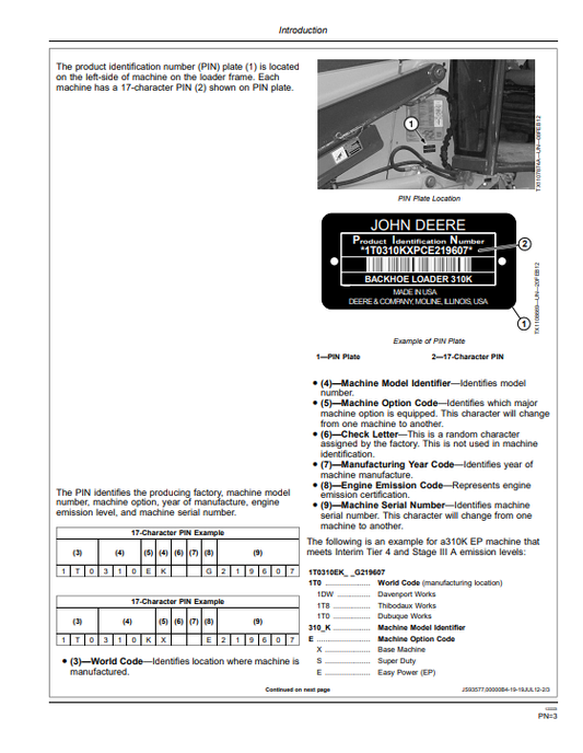 JOHN DEERE 310K EP BACKHOE LOADER OPERATOR MANUAL OMT305695