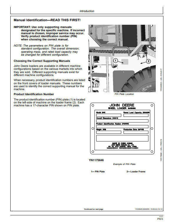 JOHN DEERE WL53 LOADER OPERATOR MANUAL OMT406308X19