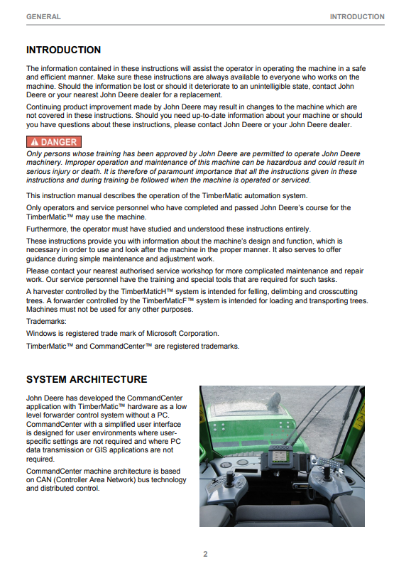 JOHN DEERE COMMANDCENTER 1.25.X OPERATOR MANUAL F075313