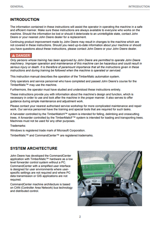 JOHN DEERE COMMANDCENTER 1.25.X OPERATOR MANUAL F075313