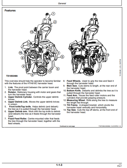 WARATAH HTH616C HARVESTER HEAD OPERATOR MANUAL WA116226