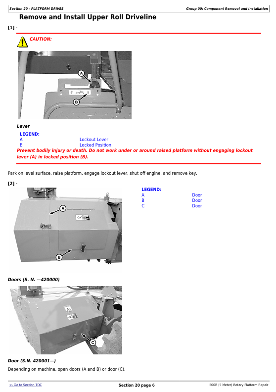 JOHN DEERE 500R 5 METER ROTARY PLATFORM REPAIR TECHNICAL MANUAL TM133719
