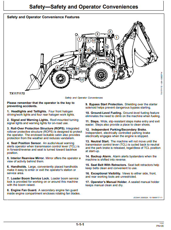 JOHN DEERE 310SL BACKHOE LOADER OPERATOR MANUAL OMT426487X19