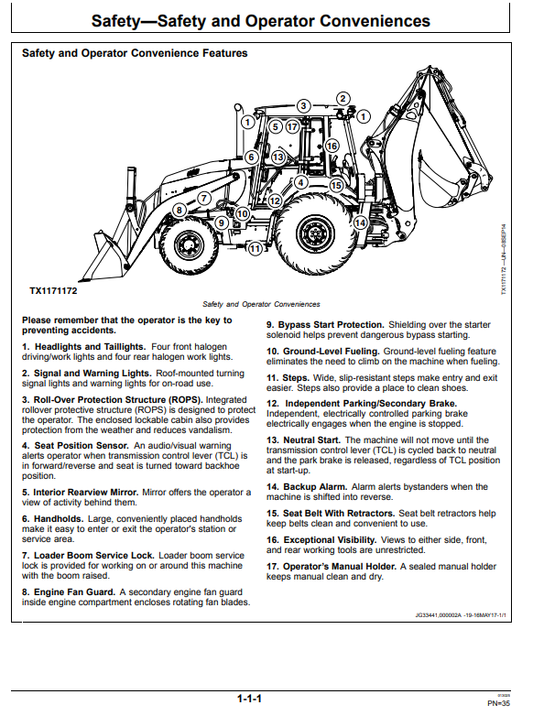 JOHN DEERE 310SL BACKHOE LOADER OPERATOR MANUAL OMT426487X19