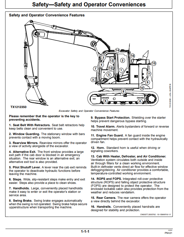 JOHN DEERE 135G EXCAVATOR OPERATOR MANUAL OMT382334X19