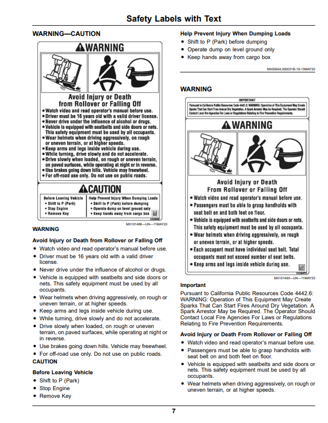 JOHN DEERE XUV835E, XUV835M, XUV835R CALIFORNIA EDITION GATOR™ UTILITY VEHICLES OPERATOR MANUAL OMUC26715