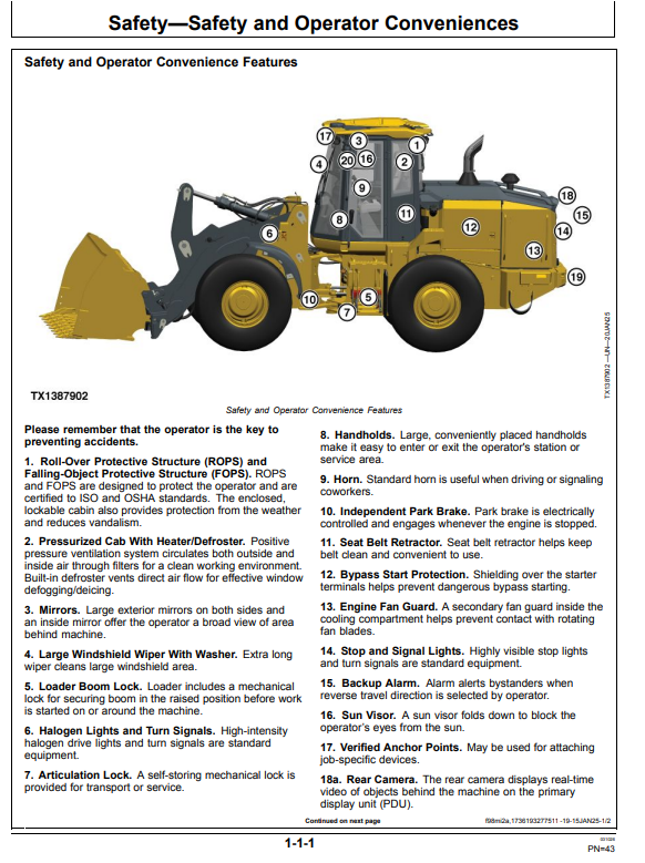 JOHN DEERE 524 P 4WD LOADER OPERATOR MANUAL OMT495779X019