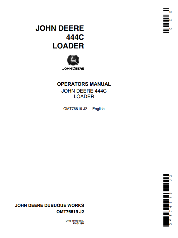 JOHN DEERE 444C LOADER OPERATOR MANUAL OMT76619